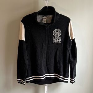 Victoria’s Secret PINK Black White Quarter Zip Pullover